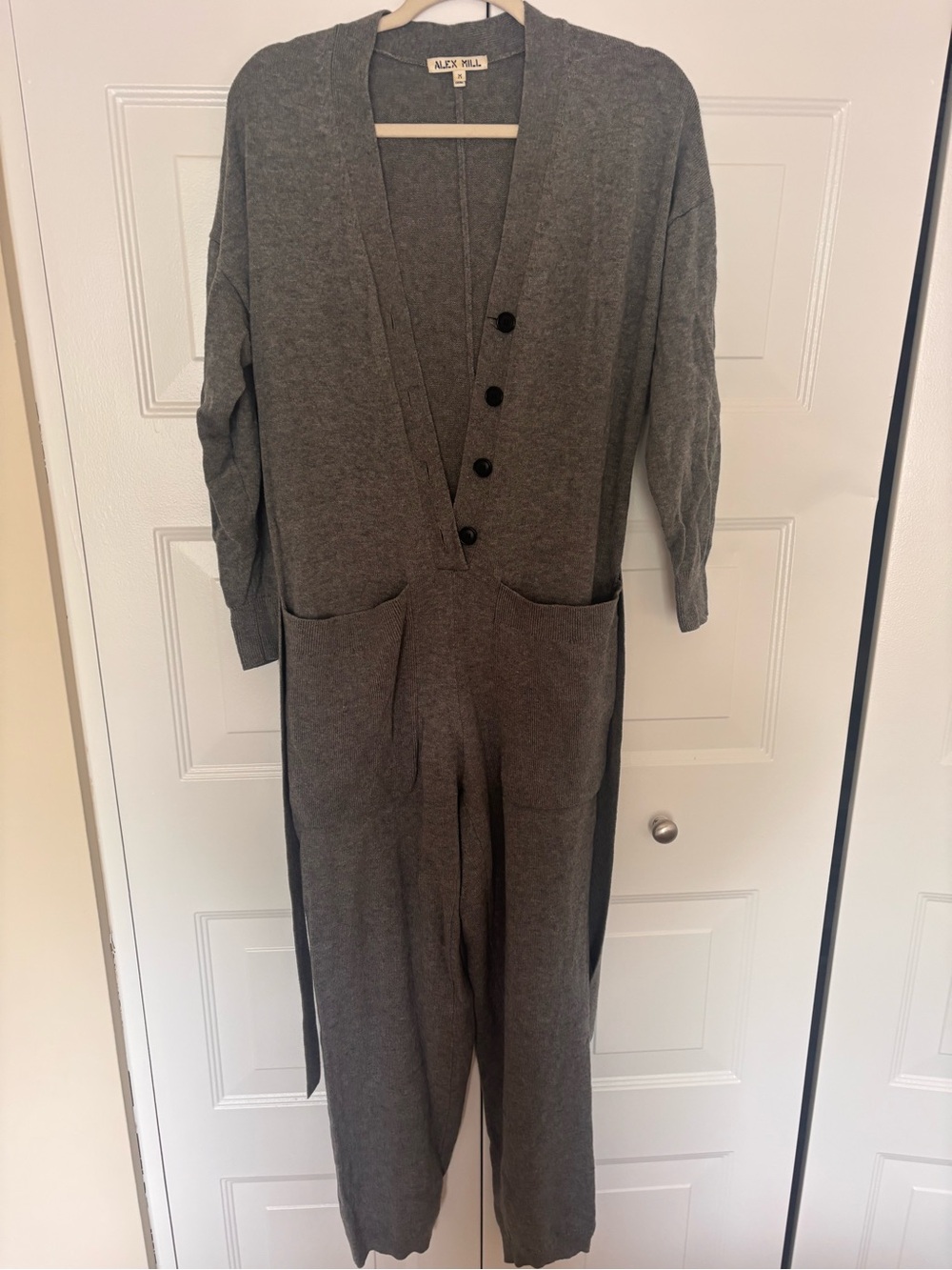 Alex Mill belted wool jumpsuit, Charcoal Gray